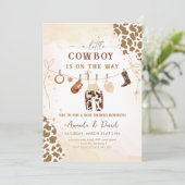 Cowboy Western Brown Plaid Baby shower Kaart (Staand voorkant)