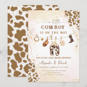 Cowboy Western Brown Plaid Baby shower Kaart (Voorkant / Achterkant)