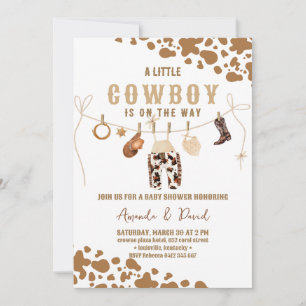 Cowboy Western Brown Plaid Baby shower Uitnodiging