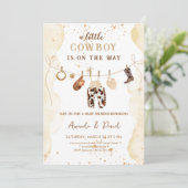 Cowboy Western Brown Plaid Baby shower Uitnodiging (Staand voorkant)