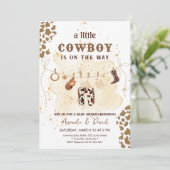 Cowboy Western Brown Plaid Baby shower Uitnodiging (Staand voorkant)