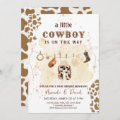 Cowboy Western Brown Plaid Baby shower Uitnodiging (Voorkant / Achterkant)