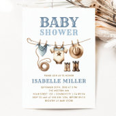 Cowboy Western Clothesline Baby Boy Baby shower Kaart