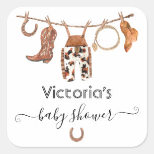 Cowboy Western Clothesline Vierkante Sticker