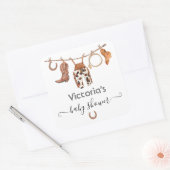 Cowboy Western Clothesline Vierkante Sticker (Envelop)