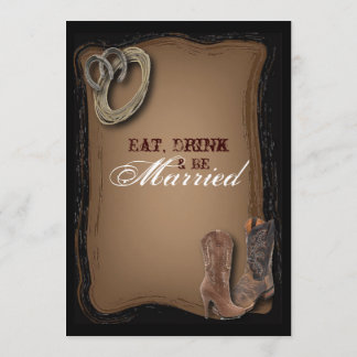Cowboy Western Country bruiloft repetitie diner Kaart