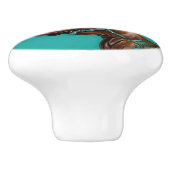 Cowboy Western Country Turquoise Brown Horse Keramische Knop (Zijkant)