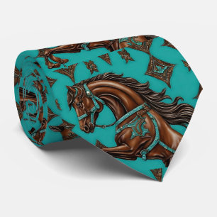 Cowboy Western Country Turquoise Brown Horse Stropdas