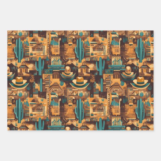 Cowboy Western Desert Brown Inpakpapier Vel (Voorkant)