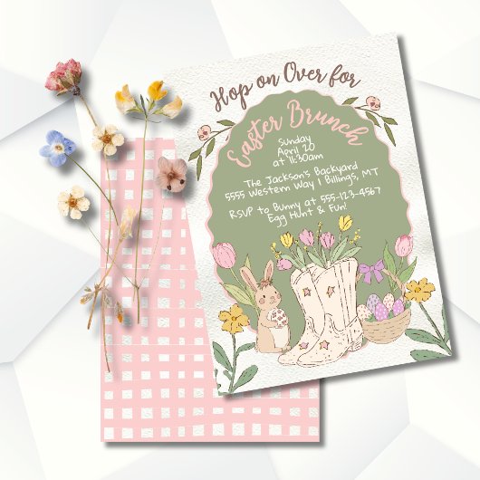 Cowboy Western Easter Brunch Egg Hunt Party Kaart