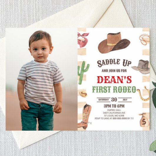 Cowboy Western Eerste Rodeo 1e Verjaardagsfeest Kaart