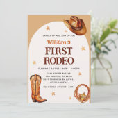 Cowboy Western Eerste Rodeo Blauwe Verjaardag Kaart (Staand voorkant)