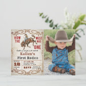 Cowboy Western Eerste Rodeo Wild West Verjaardag Kaart (Staand voorkant)