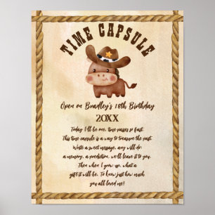 Cowboy western feest schattige paard tijdcapsule poster