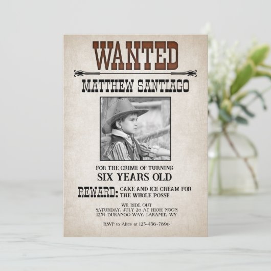 Cowboy Western Gezocht Verjaardag Kaart (Staand voorkant)