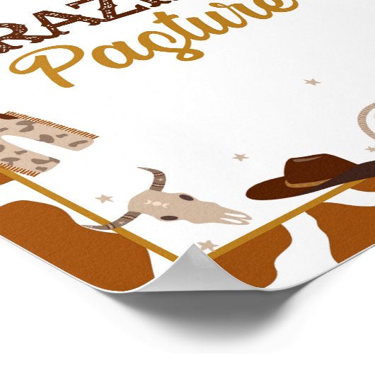 Cowboy Western grazen weide teken Poster (Hoek)
