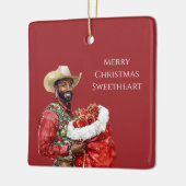 Cowboy Western Hat Black Man Christmas   Keramisch Ornament (Links)