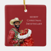 Cowboy Western Hat Black Man Christmas   Keramisch Ornament (Voorkant)