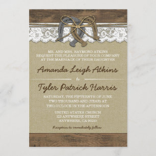 Cowboy Western Hoefijzer Wedding Invitations Kaart