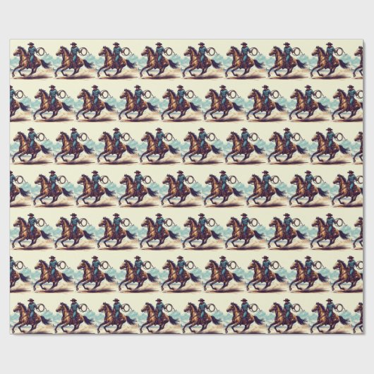 Cowboy Western Horse Verjaardag Cadeaupapier (Vlak)