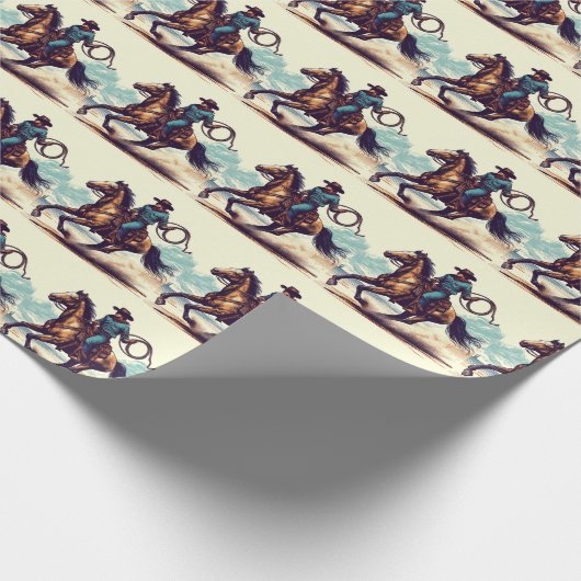 Cowboy Western Horse Verjaardag Cadeaupapier (Hoek)