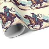 Cowboy Western Horse Verjaardag Cadeaupapier (Rol Hoek)