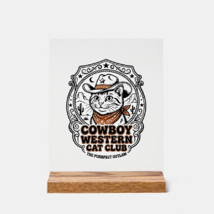 Cowboy Western Kat Hondenliefhebber Shirt Kunst -  Acryl Bord