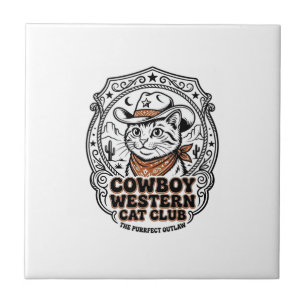 Cowboy Western Kat Hondenliefhebber Shirt Kunst -  Tegeltje