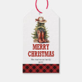 Cowboy Western Kerst labels met aangepaste naam Cadeaulabel (Voorkant)