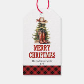 Cowboy Western Kerst labels met aangepaste naam Cadeaulabel (Achterkant)