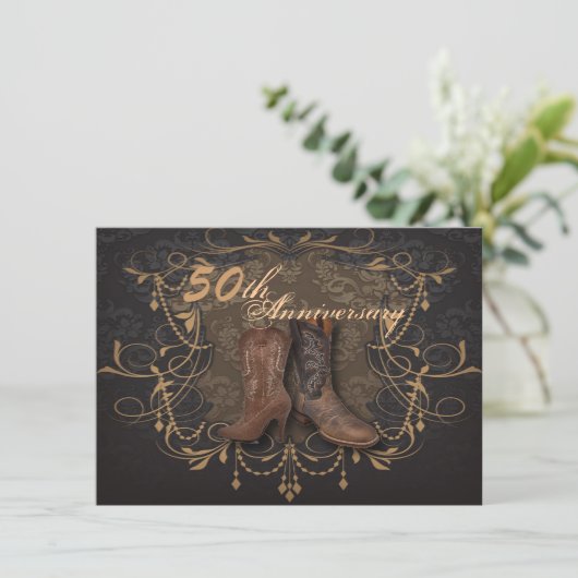 cowboy western land 50ste trouwdag kaart (Staand voorkant)
