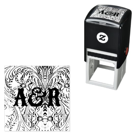 Cowboy western land bruiloft paar monogrammen  zelfinktende stempel (In situ)