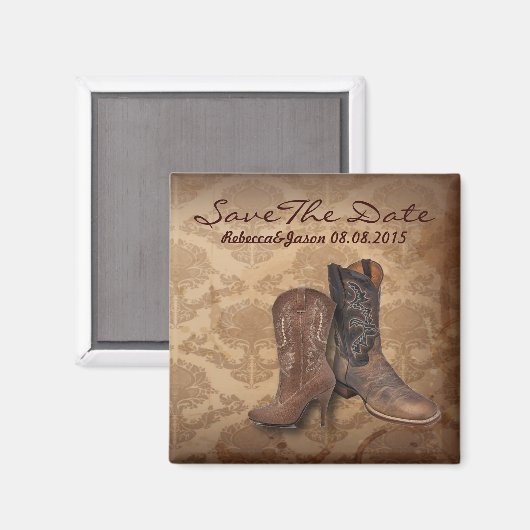 Cowboy western land bruiloft Save the Date Magneet (Voorkant / Achterkant)