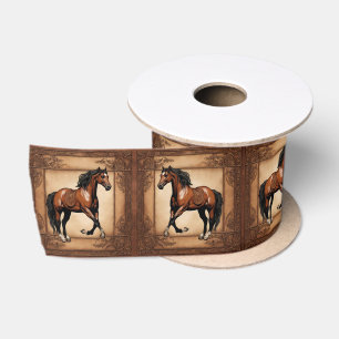 Cowboy Western Land Ruitersport Bruin Paard Satijnen Lint