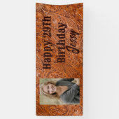 Cowboy western land verjaardagsfeestje aangepaste spandoek (Verticaal)