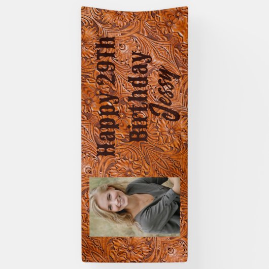 Cowboy western land verjaardagsfeestje aangepaste spandoek (Verticaal)