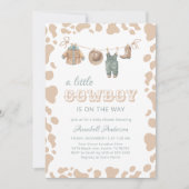 Cowboy Western lichtbruin geruite Baby shower Kaart (Voorkant)