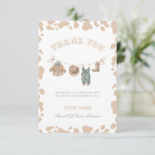 Cowboy Western Lichtbruin Jongen Baby shower Bedankkaart (Staand voorkant)