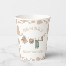 Cowboy Western Lichtbruin Jongen Baby shower Papieren Bekers