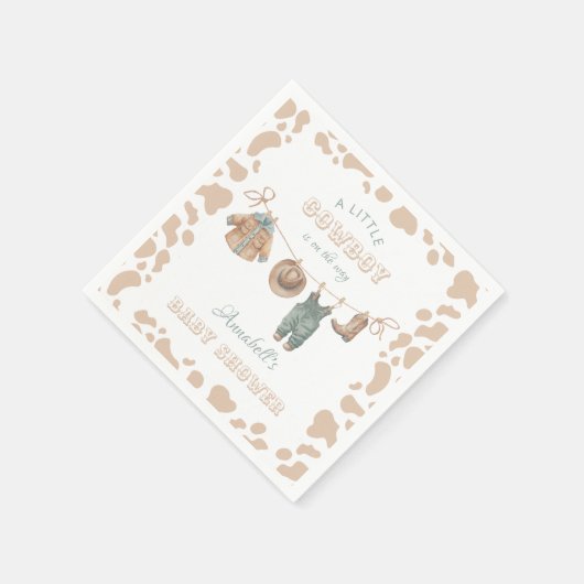 Cowboy Western Lichtbruin Jongen Baby shower Welko Servet (Hoek)