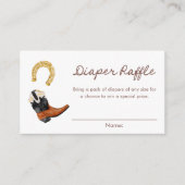 Cowboy Western Luier Raffle Game Ticket Informatiekaartje (Voorkant)