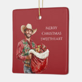 Cowboy Western Man Santa Hat Christmas   Keramisch Ornament (Links)