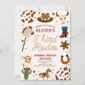 Cowboy Western mijn derde Rodeo verjaardagsfeestje Kaart (Voorkant)