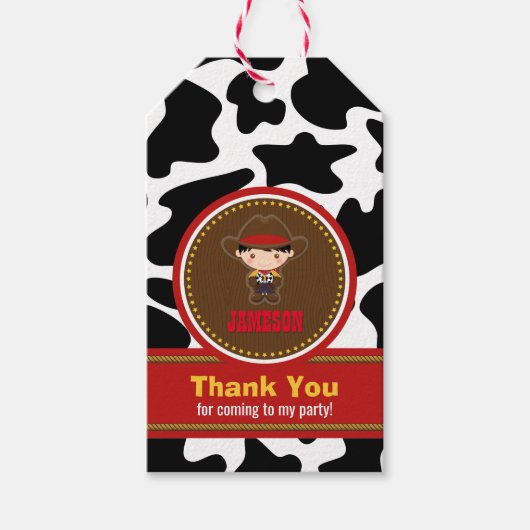 Cowboy Western Old West Birthday Cadeaulabel (Voorkant)