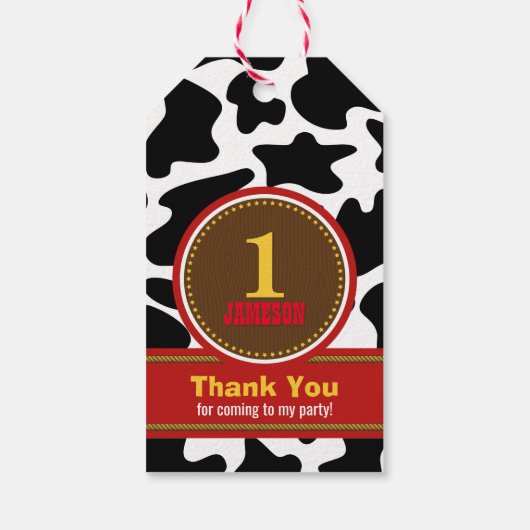 Cowboy Western Old West Birthday Cadeaulabel (Achterkant)