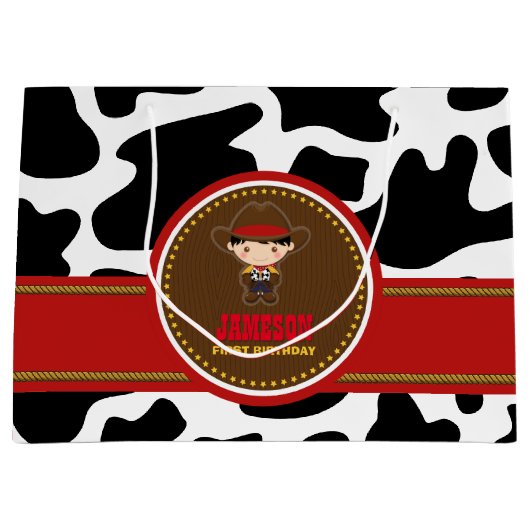 Cowboy Western Old West Birthday Groot Cadeauzakje (Voorkant)