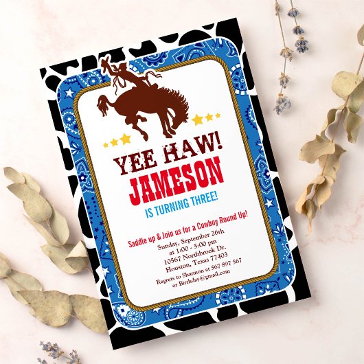 Cowboy Western Old West Birthday Party Invitation Kaart