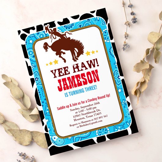 Cowboy Western Old West Birthday Party Invitation Kaart
