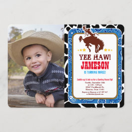 Cowboy Western Old West Birthday Photo Invitation Kaart