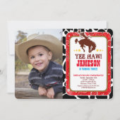 Cowboy Western Old West Birthday Photo Invitation Kaart (Voorkant)